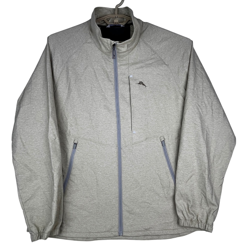 Tommy Bahama Jacket Mens L Beige Full Zip Vented Back Lightweight Golf
